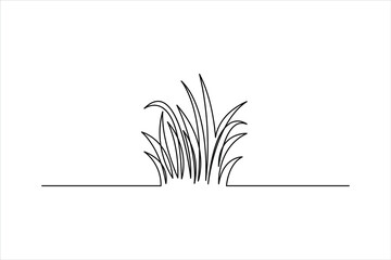 Grass continuous one line art drawing of grass design, Grass line vector art illustration