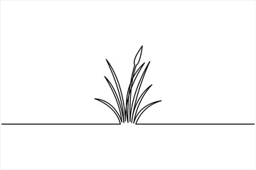 Grass continuous one line art drawing of grass design, Grass line vector art illustration