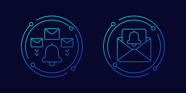 email alert icons, linear design