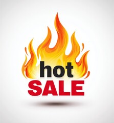 Hot Sale Promotion with Fiery Flames and Bold Text