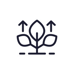 increase plant growth icon, line pictogram on white
