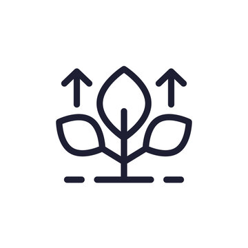 increase plant growth icon, line pictogram on white