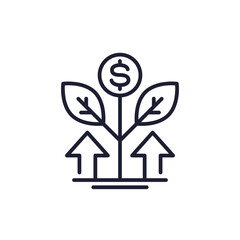 Passive income line icon, money growing vector
