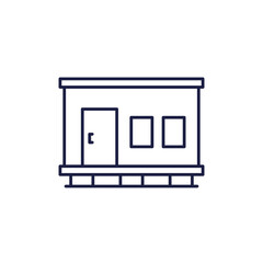 modular house icon, prefabricated building on stilts line vector