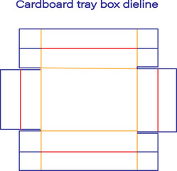 Professional Cardboard Tray Box Dieline Template for Packaging Design and Industrial Manufacturing Cut Lines