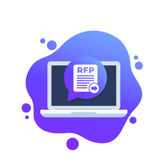 RFP, send request for proposal vector icon with laptop