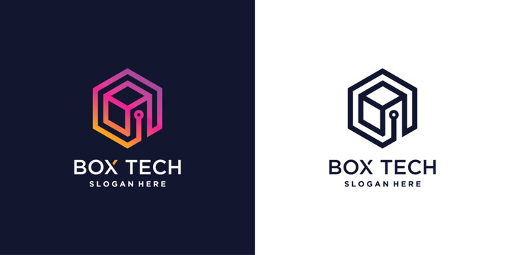 Box tech logo design with modern concept