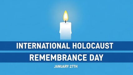 International holocaust remembrance day awareness with candle on blue background