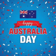 Happy australia day celebration with confetti and flag design elements