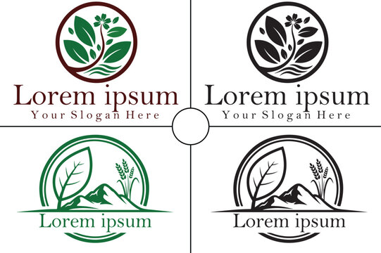 Eco-Friendly Leaf Logo Collection &ndash; Organic Nature Emblems, Sustainable Brand Identity Set, Botanical Icons for Green, Natural, and Environmental Businesses