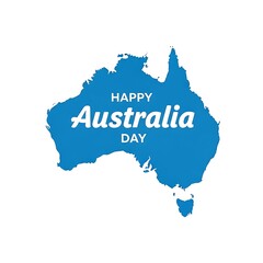 Happy australia day blue map silhouette on white background