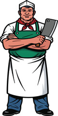 Confident Butcher Holding Meat Cleaver