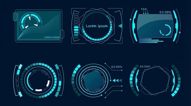 Futuristic interface elements for modern technology design - Powered by Adobe
