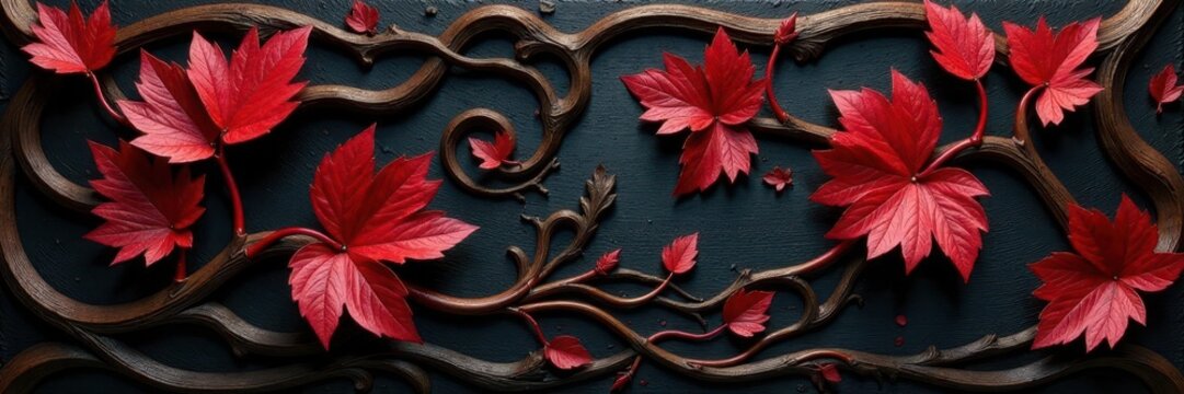 Dark wood, carved acanthus leaves, swirling pattern, wooden frame, rustic, frame