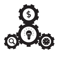 Gears icons set. Icon of loading, development, process, evolution, operation, develop. Vector illustration.