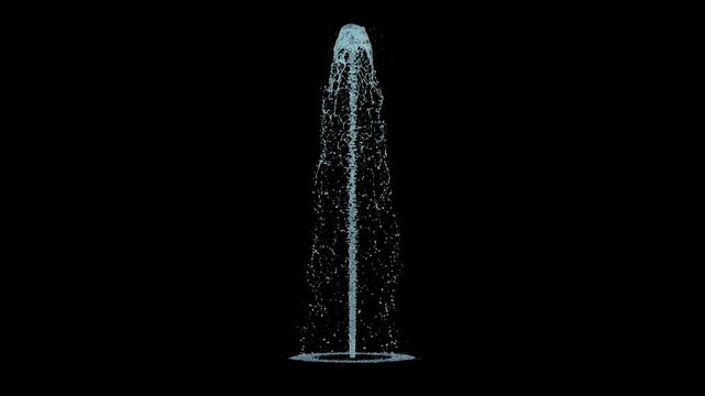 Isolated Tall Trickle Fountain rising up straight on a black background