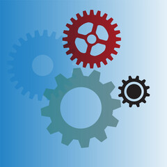 Gears icons set. Icon of loading, development, process, evolution, operation, develop. Vector illustration.