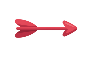 Red abstract arrow with curved wings isolated on transparent background transparent background