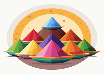 Colorful pyramids in a circle