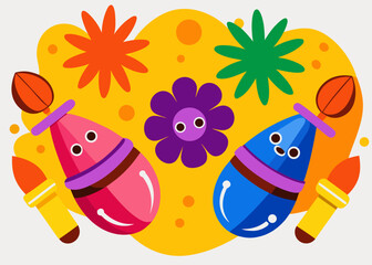 Playful paintbrush friends