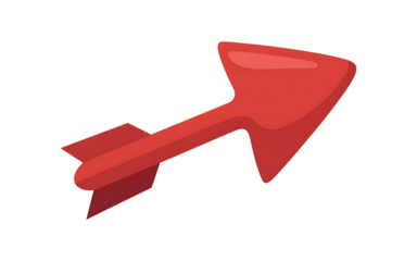 Red 3D abstract arrow shape with curved design isolated on transparent background transparent background