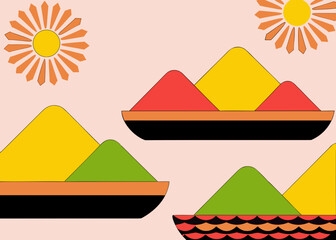 Vibrant colored powder in trays