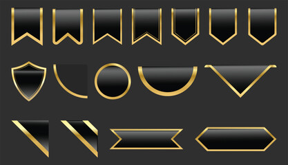 Luxury golden labels elements. Best quality certificate sticker. Cartoon premium badges and stickers collection. decorative luxury tape