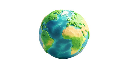 Low-poly rendering of planet Earth, showing continents and oceans against black