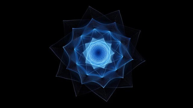 Nested Concentric Blue Star Polygons Fading Outward, Radiant Nested Concentric Blue Star Polygons Gradually Fading Outward in Mesmerizing Symmetry