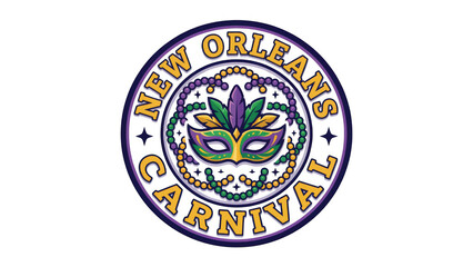 Mardi Gras Sticker Design A colorful Mardi Gras sticker design on transparent background for carnival celebrations