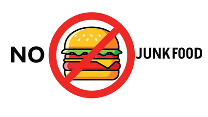 Conceptual graphic illustration clearly indicating prohibition against eating fast food like hamburgers for promoting healthier dietary habits and lifestyle choices