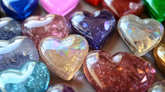 Beautiful realistic heart shape crystals, A heart-shaped pink crystal with the phrase