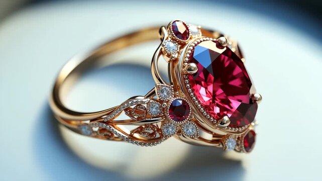 Beautiful red ruby with diamond, A stunning oval red gemstone ring embellished with diamonds