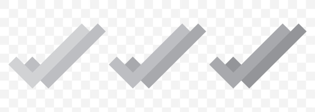 Double check mark icons in black and blue representing confirmation and verification. Double check icon tick symbol confirmation, approval, success icons. Check mark icon 