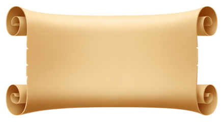 A vintage parchment scroll with rolled ends, set against a black background