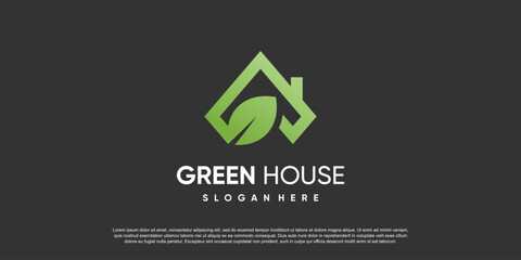 Green house logo design template with modern style idea