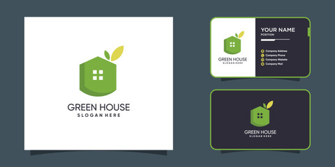 Green house logo design template with modern style idea