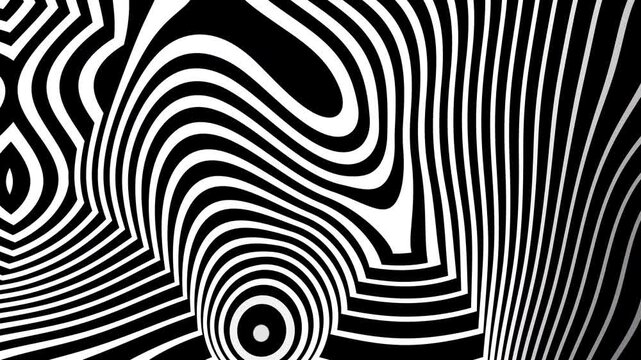 Zebra animation creates an abstract optical illusion pattern with dynamic black and white lines.