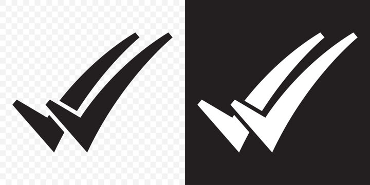 Double checking icon. Green, blue and black double tick, check mark. Flat done sticker icon isolated on white. Accept button. Good for web and software interfaces. Vector illustration. EPS 10.