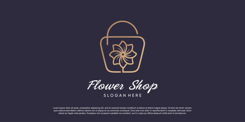 Obraz premium Shop logo design template with unique concept idea