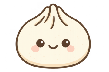 Kawaii smiling baozi dumpling character with happy face