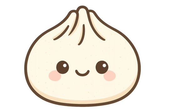 Kawaii smiling baozi dumpling character with happy face