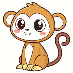 Obraz premium Cute Monkey Cartoon Character Illustration