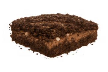 Ground cross section with layers and small rocks, showing soil structure and underground composition on a transparent background