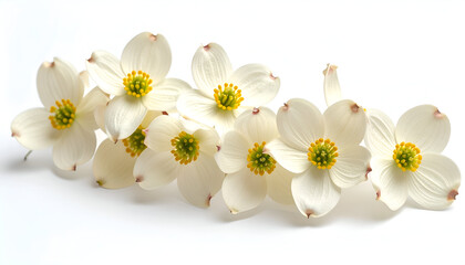 A Delicate Garland of White Dogwood Blossoms on a Clean White Background.