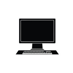 Fototapeta premium Desktop Computer with Monitor and Keyboard Icon Vector Illustration