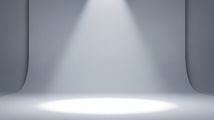 Empty Studio Spotlight With Soft Light Beam.