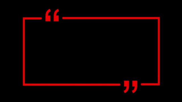 Square quote box icon animation. Rectangular quote mark graphic animation. Rectangular box with quote mark animation. Rectangular doodle frame with quote.