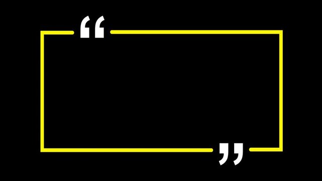 Square quote box icon animation. Rectangular quote mark graphic animation. Rectangular box with quote mark animation. Rectangular doodle frame with quote.