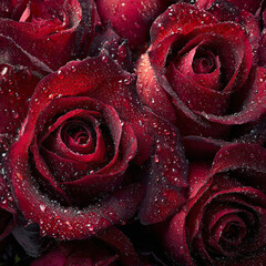 ultra detailed macro shot of roses with water drops, generative ai